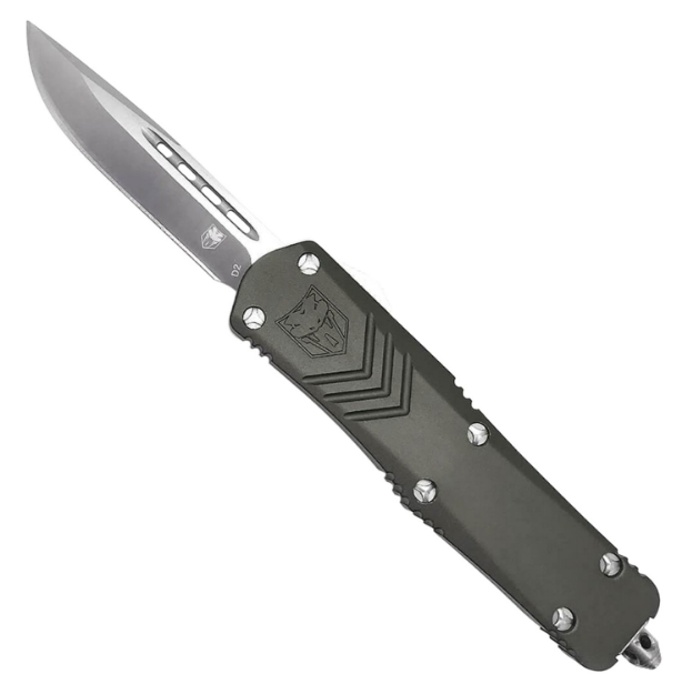 Picture of Cobratec Knives Fs-X Small 2.50" Otf Drop Point Plain D2 Steel Blade/Gray Anodized Aluminum Handle Features Glass Breaker Includes Pocket Clip 