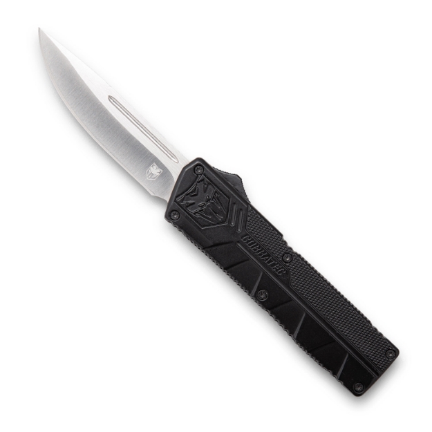 Picture of Cobratec Knives Lightweight 3.25" Otf Drop Point Plain D2 Steel Blade/Black Aluminum Handle Includes Pocket Clip 