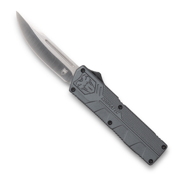 Picture of Cobratec Knives Lightweight 3.25" Otf Drop Point Plain D2 Steel Blade/Gray Aluminum Handle Includes Pocket Clip 