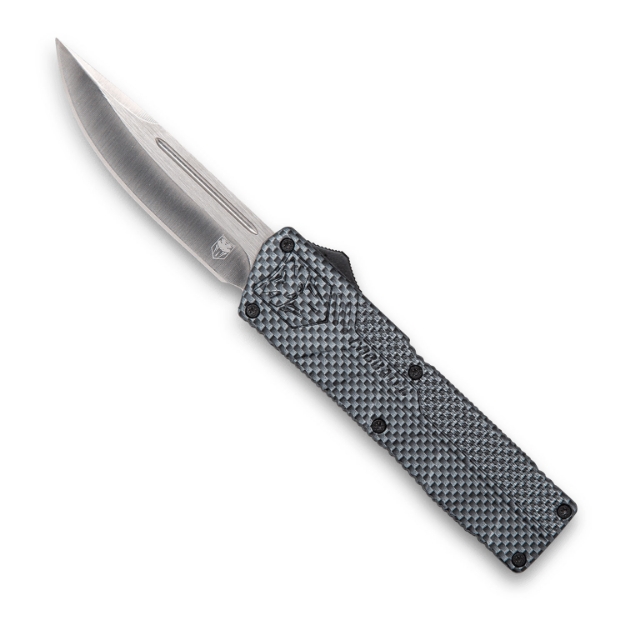 Picture of Cobratec Knives Lightweight 3.25" Otf Drop Point Plain D2 Steel Blade/Carbon Fiber Aluminum Handle Includes Pocket Clip 