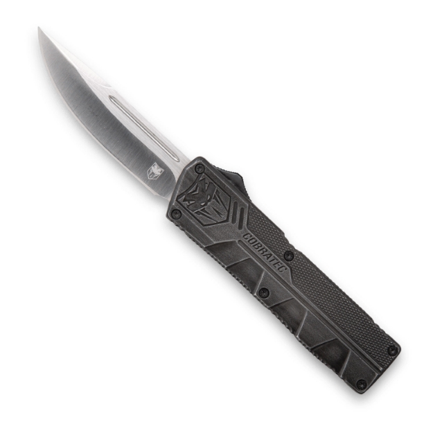 Picture of Cobratec Knives Lightweight 3.25" Otf Drop Point Plain D2 Steel Blade/Stonewashed Aluminum Handle Includes Pocket Clip 