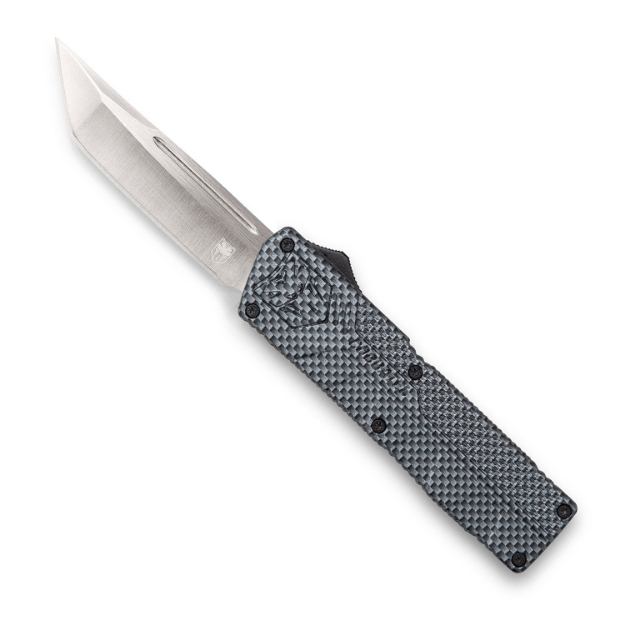 Picture of Cobratec Knives Lightweight 3.25" Otf Tanto Plain D2 Steel Blade/Carbon Fiber Aluminum Handle Includes Pocket Clip 