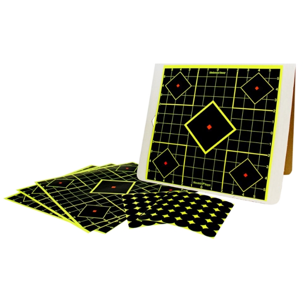 Picture of Birchwood Casey Shoot-N-C Sight-In Kit Stand Adhesive Paper Black/Yellow 5-Diamond Includes Pasters 4 Per Pkg 