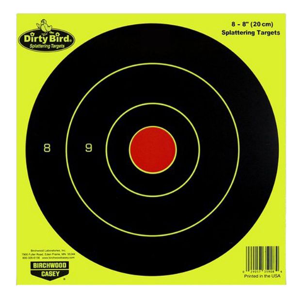 Picture of Birchwood Casey Dirty Bird Bullseye Paper Hanging Pistol/Rifle Black/Yellow 50 Per Pkg 