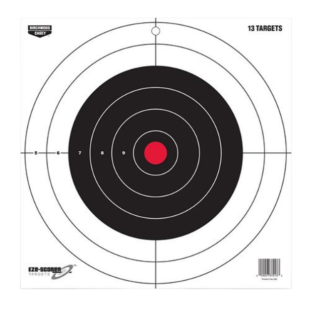 Picture of Birchwood Casey Eze-Scorer 12" Bullseye Paper Hanging Pistol/Rifle Black/Red 13 Per Pkg 