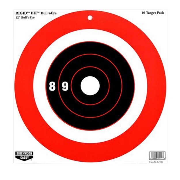 Picture of Birchwood Casey Rigid Bullseye Tagboard Hanging 12" X 12" Black/Orange 10 Pk. 