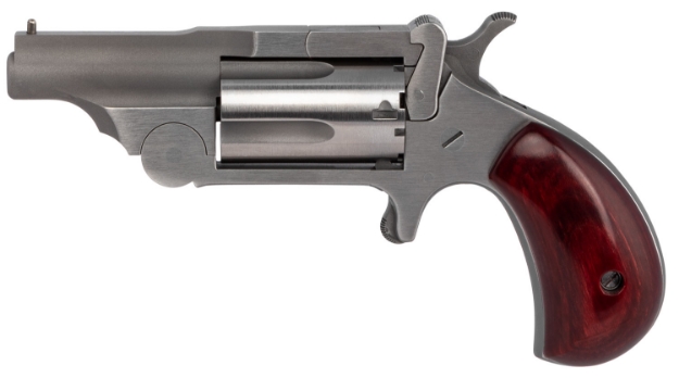 Picture of North American Arms Ranger Ii 22 Lr Or 22 Wmr Caliber With 1.63" Barrel, 5Rd Capacity Cylinder, Overall Stainless Steel Finish & Rosewood Birdshead Grip Includes Cylinder 