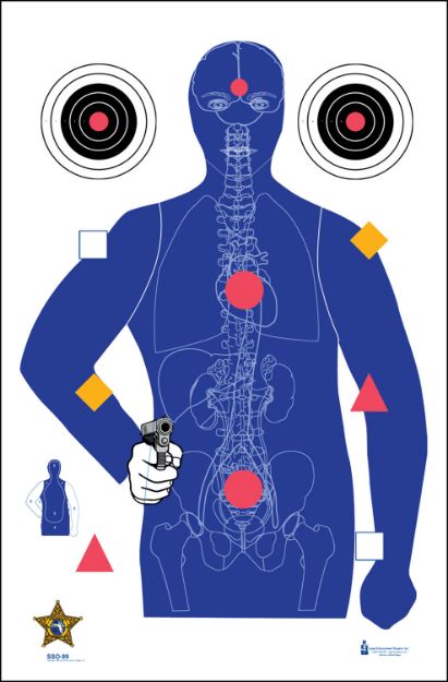 Picture of Action Target State-Specific Qualification Sarasota Sheriff's Office Silhouette/Vitals Paper Hanging 23" X 35" Blue 100 Per Box 