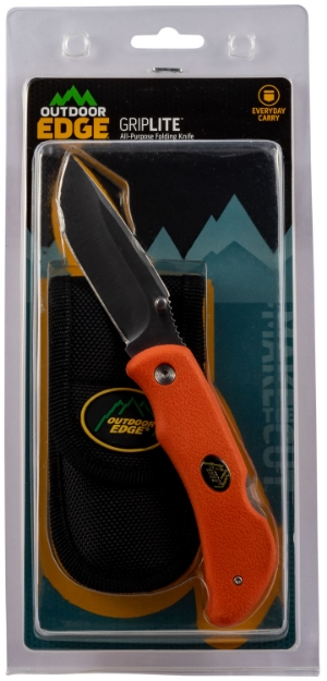 Picture of Outdoor Edge Griplite 3.20" Folding Plain Aichi Aus8 Ss Blade Tpr Blaze Orange Handle 