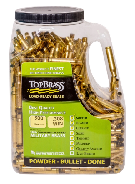 Picture of Top Brass Llc 8B308winmy-5C-J Premium Reconditioned 308 Win Rifle Brass 500 Per Jug 