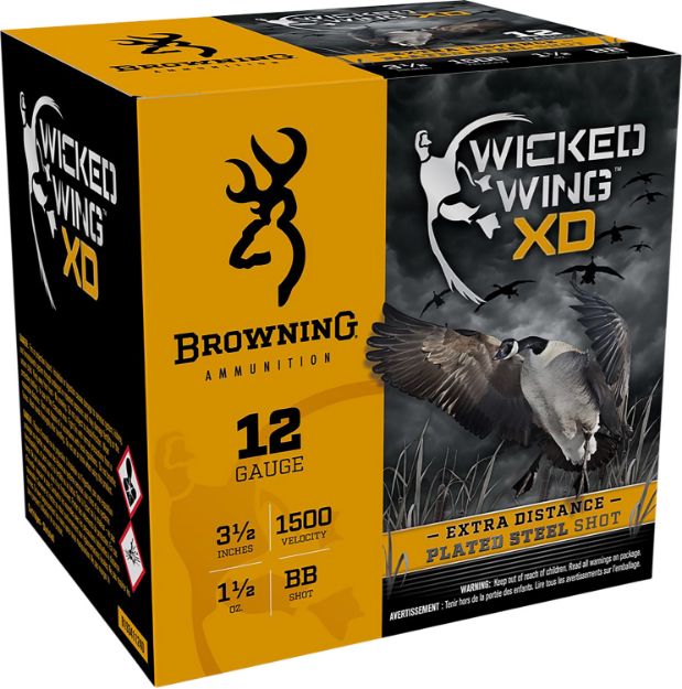 Picture of Browning Ammo Wicked Wing Xd Extra Distance 12 Gauge 3.50" 1 1/2 Oz 1500 Fps Bb Shot 25 Bx/10 Cs 
