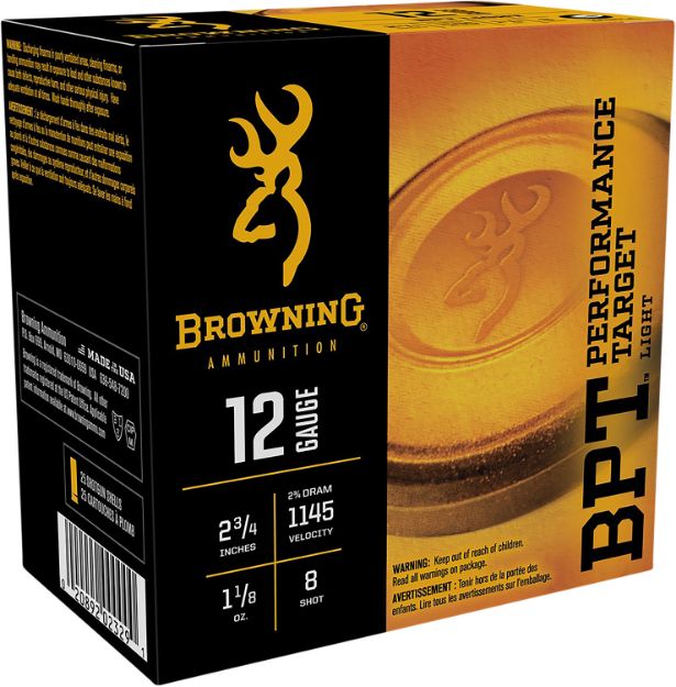 Picture of Browning Ammo Bpt Performance Target 12 Gauge 2.75" 1 1/8 Oz 8 Shot 25 Per Box/ 10 Cs 