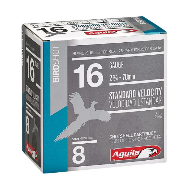 Picture of Aguila Birdshot Standard Velocity 16 Gauge 2.75" 1 Oz 8 Shot 25 Per Box/ 10 Cs 
