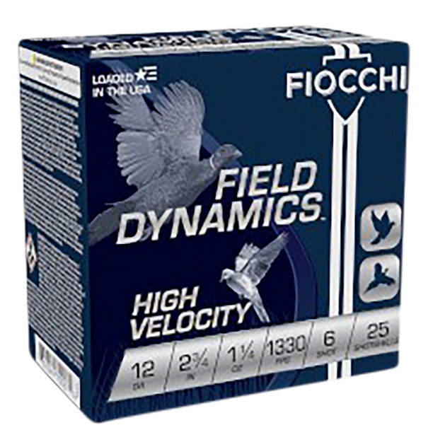 Picture of Fiocchi Field Dynamics High Velocity 12 Gauge 2.75" 1 1/4 Oz 1330 Fps 6 Shot 25 Bx/10 Cs 