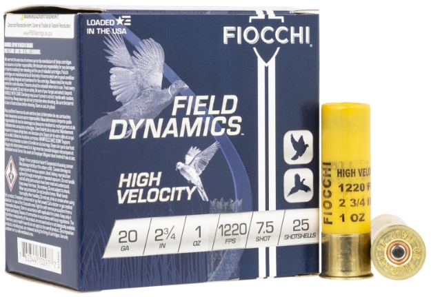 Picture of Fiocchi Field Dynamics High Velocity 20 Gauge 2.75" 1 Oz 1220 Fps 7.5 Shot 25 Bx/10 Cs 