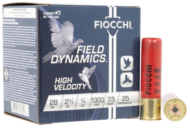 Picture of Fiocchi Field Dynamics High Velocity 28 Gauge 2.75" 3/4 Oz 1300 Fps 7.5 Shot 25 Bx/10 Cs 