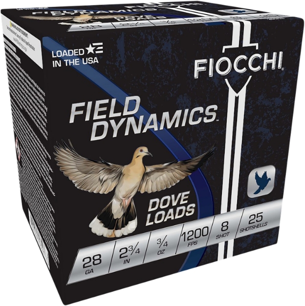 Picture of Fiocchi Field Dynamics Dove & Quail 28 Gauge 2.75" 3/4 Oz 1200 Fps 8 Shot 25 Bx/10 Cs 