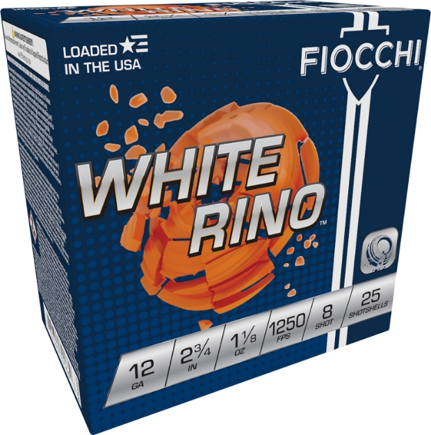 Picture of Fiocchi Exacta Target White Rino Target 12 Gauge 2.75" 1 1/8 Oz 8 Shot 25 Per Box/10 Cs 