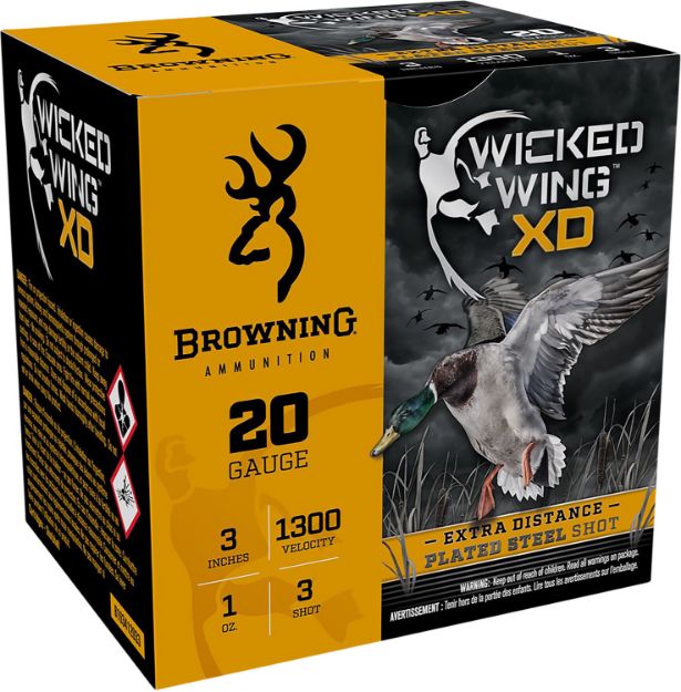 Picture of Browning Ammo Wicked Wing Xd Extra Distance 20 Gauge 3" 1 Oz 1300 Fps 3 Shot 25 Bx/10 Cs 