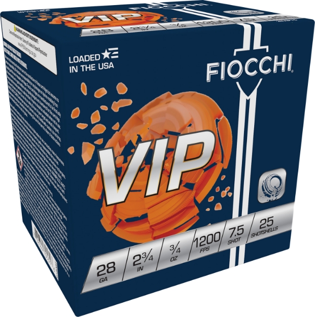 Picture of Fiocchi Exacta Target Vip 28 Gauge 2.75" 3/4 Oz 1200 Fps 7.5 Shot 25 Bx/10 Cs 