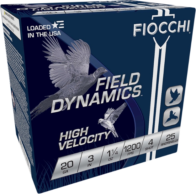 Picture of Fiocchi Field Dynamics High Velocity 20 Gauge 3" 1 1/4 Oz 1200 Fps 4 Shot 25 Bx/10 Cs 