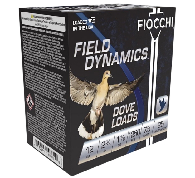 Picture of Fiocchi Field Dynamics Dove & Quail 12 Gauge 2.75" 1 1/8 Oz 1250 Fps 7.5 Shot 25 Bx/10 Cs 