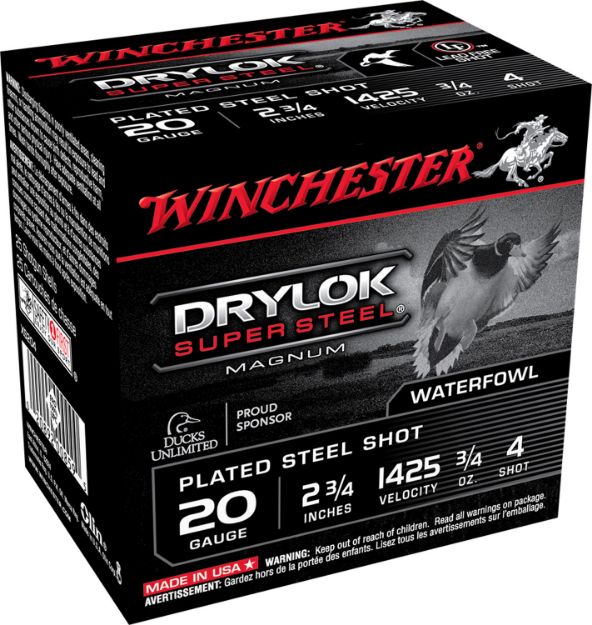 Picture of Winchester Ammo Drylock Super Magnum 20 Gauge 2.75" 3/4 Oz 1425 Fps 4 Shot 25 Bx/10 Cs 