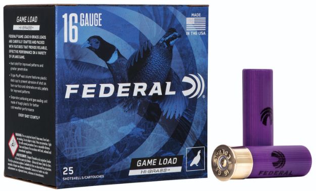 Picture of Federal Game-Shok High Brass 16 Gauge 2.75" 1 1/8 Oz 1295 Fps 4 Shot 25 Bx/10 Cs 