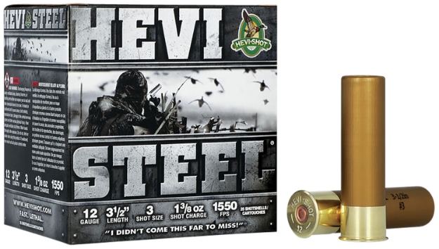 Picture of Hevi-Shot Hevi-Steel Waterfowl 12 Gauge 3.50" 1 3/8 Oz 3 Shot 25 Per Box/ 10 Cs 