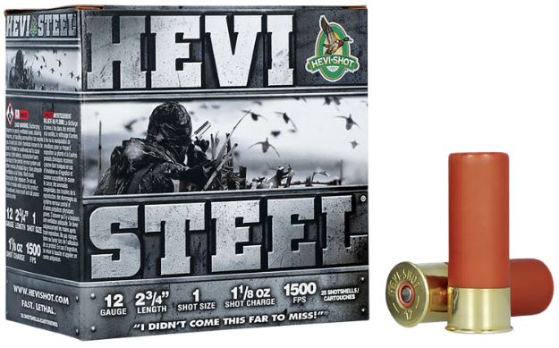 Picture of Hevi-Shot Hevi-Steel Waterfowl 12 Gauge 2.75" 1 1/8 Oz 1 Shot 25 Per Box/ 10 Cs 