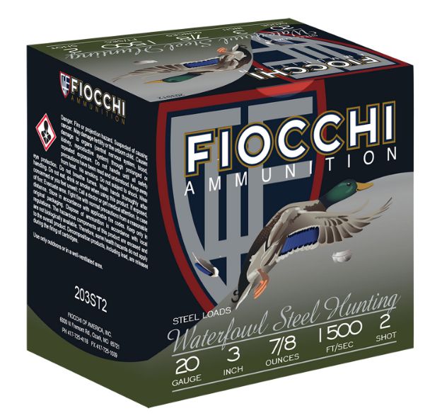 Picture of Fiocchi Speed Steel Waterfowl 20 Gauge 3" 7/8 Oz 2 Shot 25 Per Box/ 10 Cs 