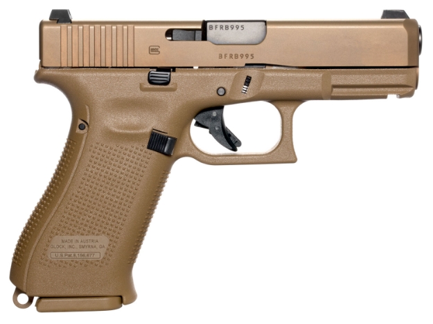 Picture of Glock G19x Compact Crossover 9Mm Luger 4.02" 17+1 Bronze Nitron Frame Finish With Coyote Npvd Steel Slide, Rough Texture Interchangeable Backstraps Grip & Glock Night Sights (Us Made) 