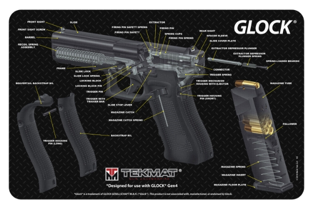 Picture of Tekmat Glock 3D Cutaway Cleaning Mat Multi Color Rubber 17" Long 