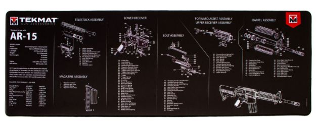 Picture of Tekmat Ar-15 Ultra Cleaning Mat Black/White Rubber 44" Long Ar-15 Parts Diagram 