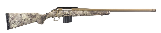 Picture of Ruger American 350 Legend 5+1 22" Threaded/Muzzle Brake Barrel With Burnt Bronze Cerakote Finish, Gowild Camo I-M Brush Synthetic Stock, Ar-Style Magazine, Optics Ready 