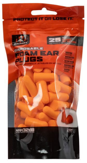 Picture of Walker's Foam Ear Plugs Foam 32 Db In The Ear Orange Adult 25 Pair 