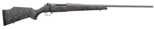 Picture of Weatherby Mark V Weathermark 300 Wthby Mag Caliber With 3+1 Capacity, 26" Barrel, Tactical Gray Cerakote Metal Finish & Gray Webbed Black Fixed Monte Carlo Stock Right Hand (Full Size) 