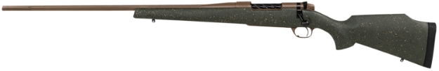 Picture of Weatherby Mark V Weathermark Lt 257 Wthby Mag 3+1 Cap 26" Flat Dark Earth Cerakote Rec/Barrel Green With Flat Dark Earth Speckles Fixed Monte Carlo Stock Left Hand (Full Size) 