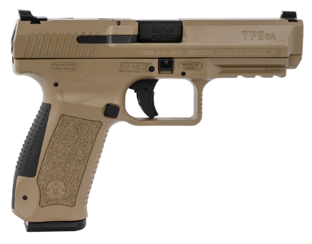 Picture of Canik Tp9sa Mod.2 9Mm Luger 18+1 4.46" Barrel, Flat Dark Earth Frame W/Picatinny Accessory Rail, Serrated Steel Slide, Black Interchangeable Backstrap Grip, Includes 2 Magazines 