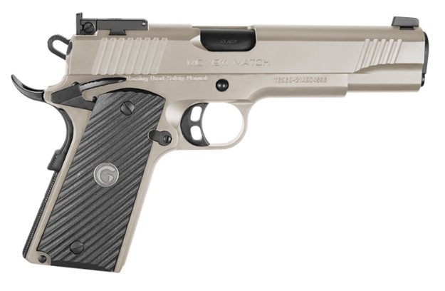 Picture of Eaa Girsan Mc1911 Match 45 Acp Caliber With 5" Barrel, 8+1 Capacity, Overall Nickel Finish Steel, Extended Beavertail Frame, Serrated Slide & Checkered Laminate Gripambidextrous 