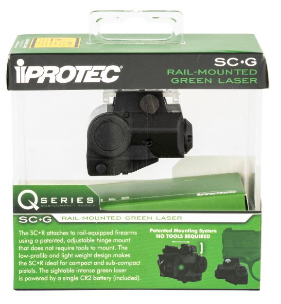 Picture of Iprotec Q-Series Sc-G 5Mw Green Laser With 532Nm Wavelength & Black Finish For Rail-Equipped Compact, Subcompact Pistols 