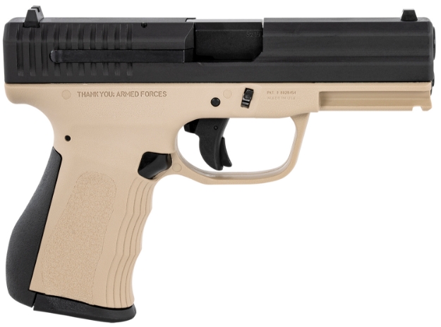 Picture of Fmk 9C1 G2 9Mm Luger Caliber With 4" Barrel, 14+1 Capacity, Desert Sand Finish Picatinny Rail & Finger Groove Frame, Serrated Black Carbon Steel Slide & Black Interchangeable Backstrap Grip