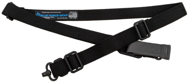 Picture of Blue Force Gear Vickers 221 Sling Made Of Black Cordura With 54"-64" Oal, 1.25" W, One-Two Point Design & Push Button Swivel For Ar Platform 