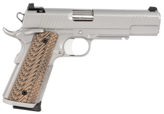 Picture of Dan Wesson Specialist 9Mm Luger 5" 10+1 Overall Stainless Steel Finish With Serrated Bead Blasted Slide, Black & Brown G10 Grip, Picatinny Rail & Night Sights 