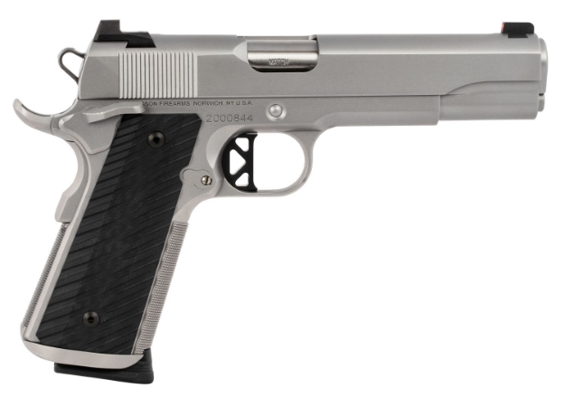 Picture of Dan Wesson Valor 45 Acp 8+1 5" Barrel, Forged Stainless Steel Frame W/Beavertail, Serrated Stainless Slide, Bead Blasted Finish, Black G10 Grip, Includes 2 Magazines 