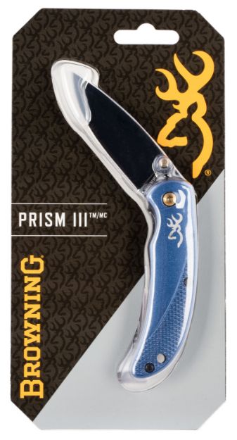 Picture of Browning Prism 3 2.88" Folding Clip Point Plain Black Stonewashed 7Cr17mov Ss Blade/Navy Blue Anodized Aluminum Handle Includes Pocket Clip 