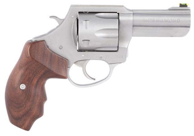 Picture of Charter Arms Professional V 357 Mag 6Rd 3" Stainless Steel Barrel, Cylinder & Frame W/Matte Finish, Standard Hammer, Finger Grooved Wood Grip, Litepipe Front/Fixed Rear Sights 