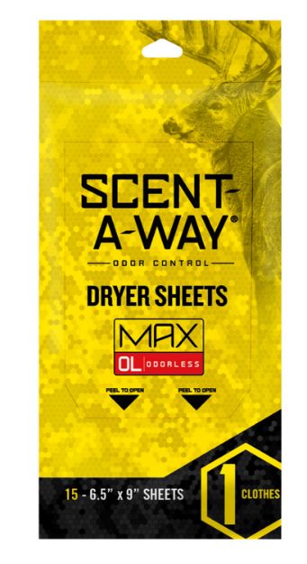 Picture of Scent-A-Way Max Dryer Sheets Odor Eliminator Odorless Scent Dryer Sheet 15 Per Pkg 