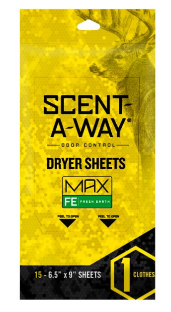 Picture of Scent-A-Way Max Dryer Sheets Odor Eliminator Earth 15 Per Pkg 