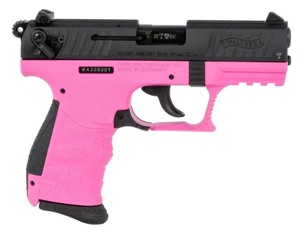 Picture of Walther Arms P22 Q 22 Lr 10+1 3.42" Steel/Threaded Barrel, Matte Black Tenifer Serrated/Steel Slide, Pink Polymer Frame W/Picatinny Rail, Black Interchangeable Backstrap Grips 